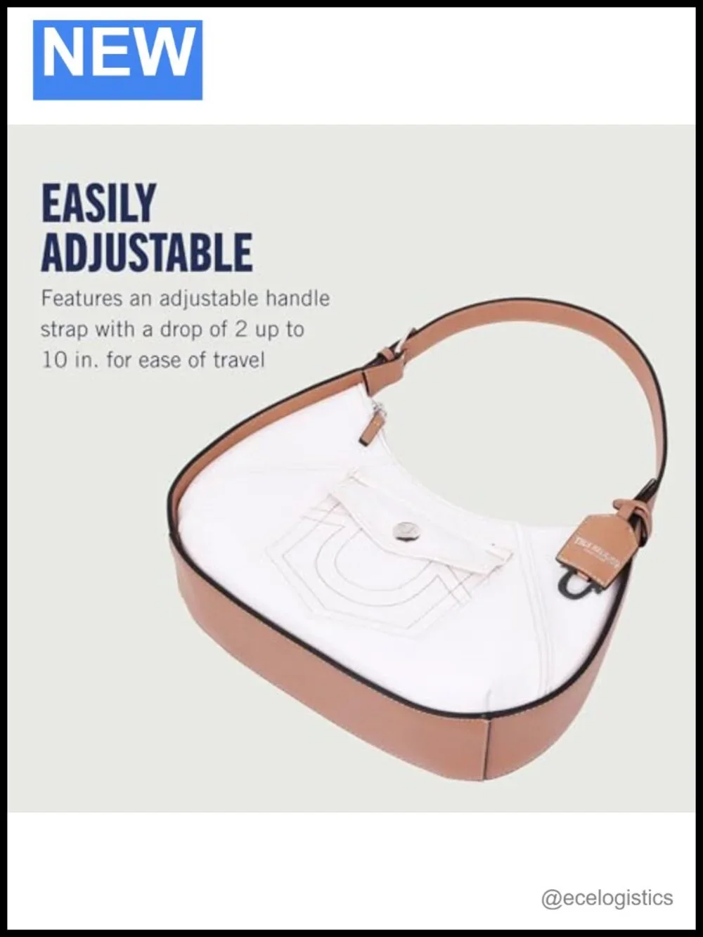 White Hobo Bag with Contrast Trim and Horseshoe Pocket